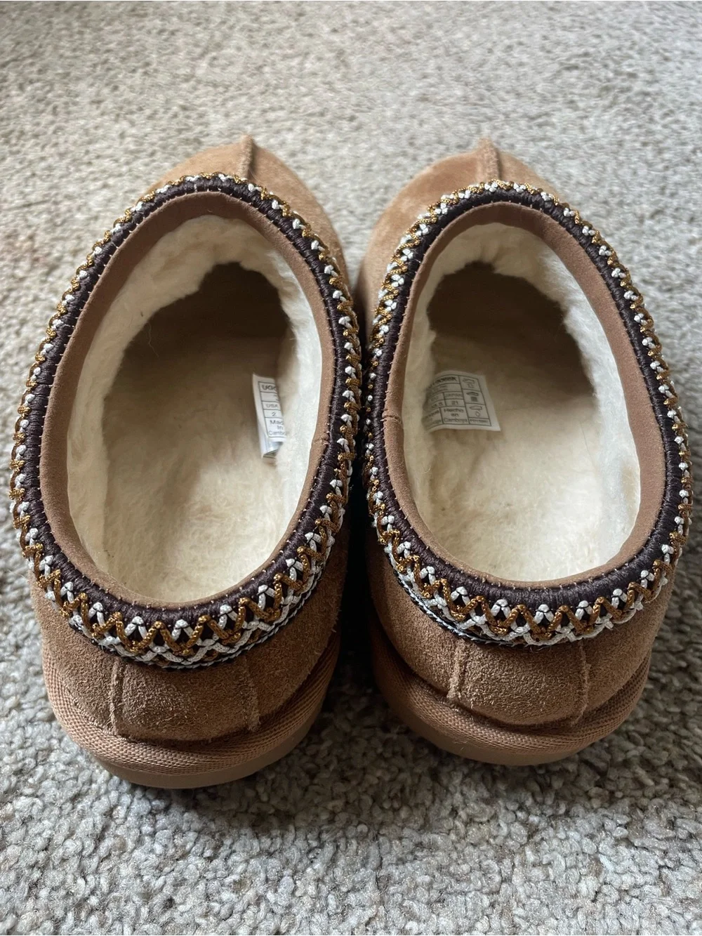 UGG Chestnut Suede Shearling Lined Slip-On Clogs
